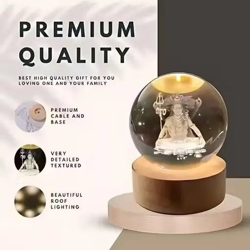 Macrail Shiv Shakti 3D Lord Shiva Crystal Ball Night Lamp