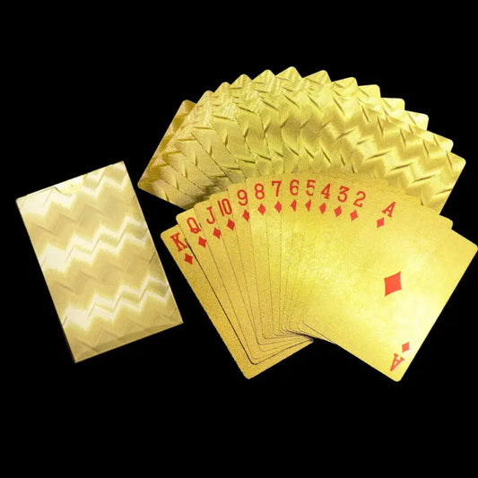 Gold-Plated Poker Playing Cards High-Quality Waterproof Deck with 52 Cards & 2 Jokers