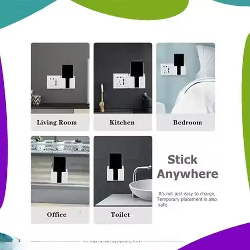 Pack of 2 Multi-Purpose Wall Mobile & Remote Stand Holders | Wall-Mount Hanging Type | Mobile Charging & Organization (White).