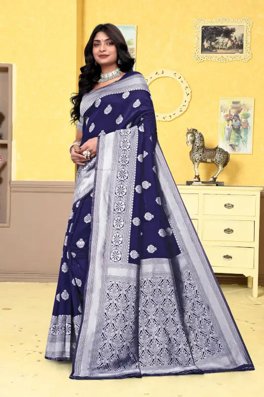 Banarasi Silk Saree  The Silver Majesty Collection