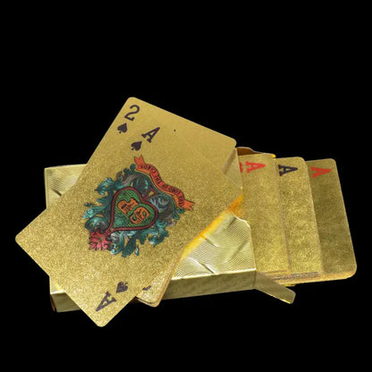 Gold-Plated Poker Playing Cards High-Quality Waterproof Deck with 52 Cards & 2 Jokers