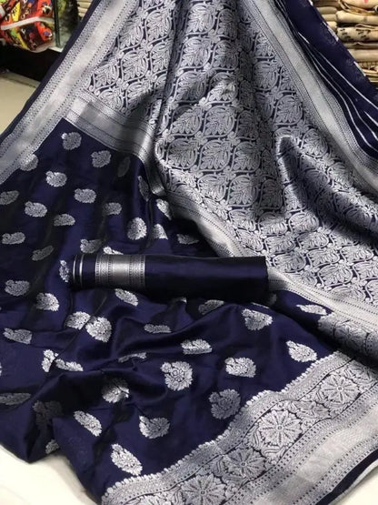Banarasi Silk Saree  The Silver Majesty Collection
