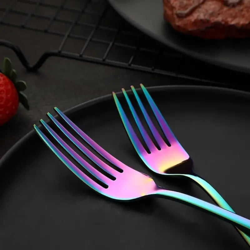 Rainbow Stainless Steel Cutlery Set – 8 Pcs Travel Set