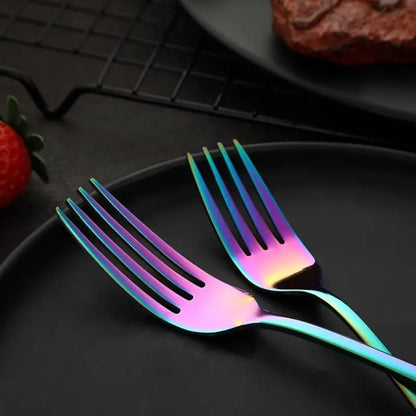 Rainbow Stainless Steel Cutlery Set – 8 Pcs Travel Set
