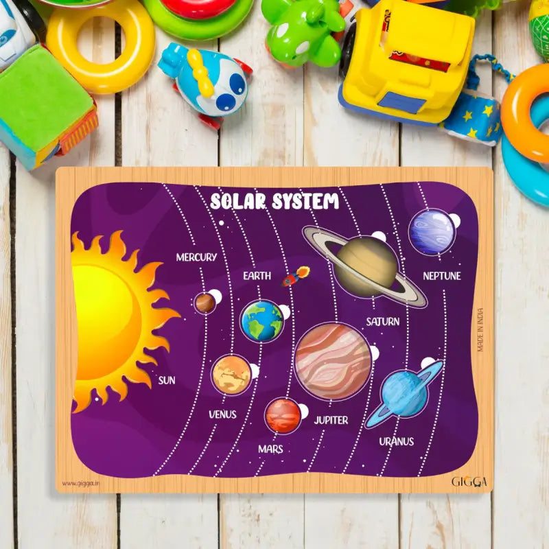 Solar System Educational Puzzle for Kids Colourful Acrylic Puzzle with Paperboard Base, Safe & Durable