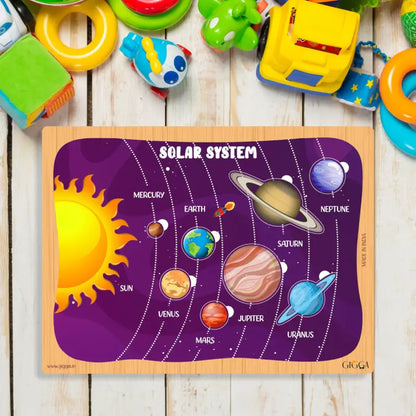 Solar System Educational Puzzle for Kids Colourful Acrylic Puzzle with Paperboard Base, Safe & Durable