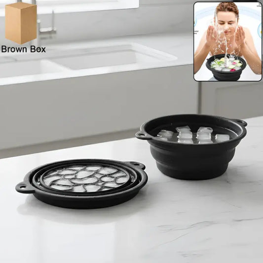 Silicone Ice Facial Bowl with Built-In Ice Tray Foldable Skin Care Bowl (1 Pc)