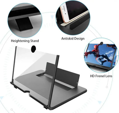 8 Inch 3D HD Mobile Screen Magnifier with Foldable Stand Phone Screen Expander Amplifier for Movies Videos Gaming (Multicolor)