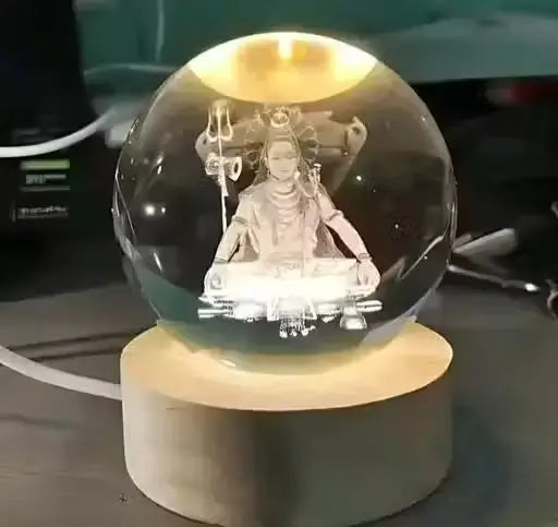 Macrail Shiv Shakti 3D Lord Shiva Crystal Ball Night Lamp