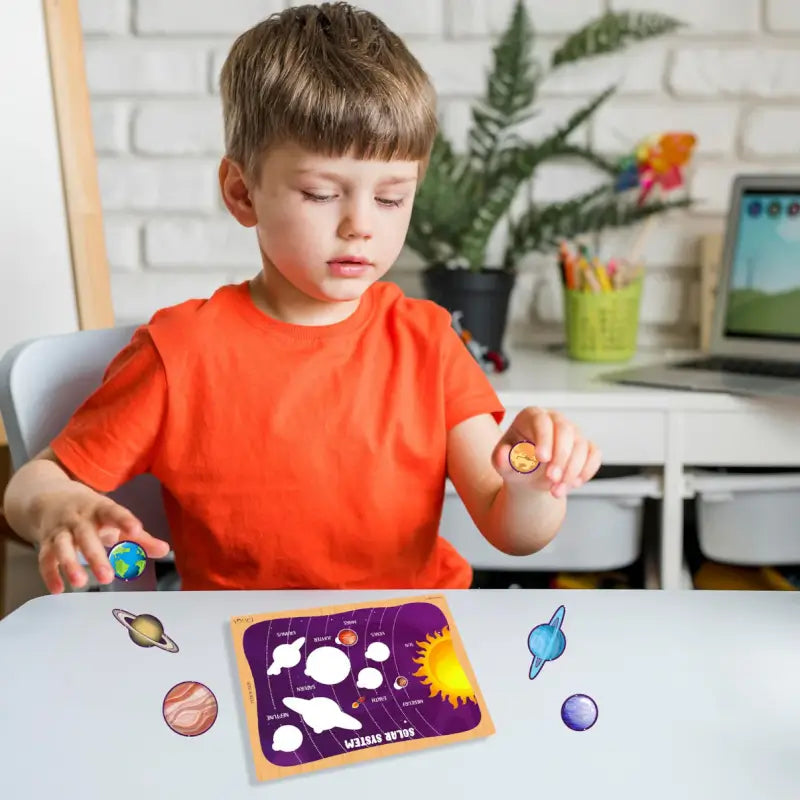 Solar System Educational Puzzle for Kids Colourful Acrylic Puzzle with Paperboard Base, Safe & Durable
