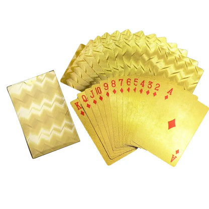 Gold-Plated Poker Playing Cards High-Quality Waterproof Deck with 52 Cards & 2 Jokers