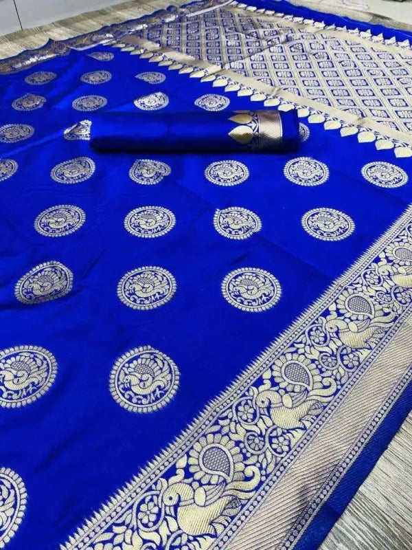 Banarasi Silk Saree  The Royal Blue Majesty Edition