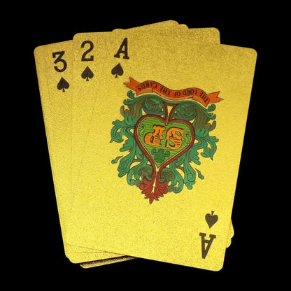 Gold-Plated Poker Playing Cards High-Quality Waterproof Deck with 52 Cards & 2 Jokers