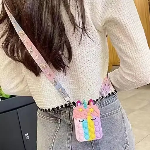 Pop It Unicorn Sling Bag for Kids – Silicone Fidget Bag