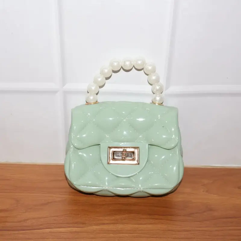 Elegant Quilted Mini Handheld & Sling Fashion Handbag – Pearl Handle Chain Strap Bag