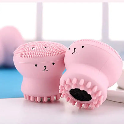 Cute Octopus Silicone Facial Cleansing Brush – Face Scrubber Massager Tool