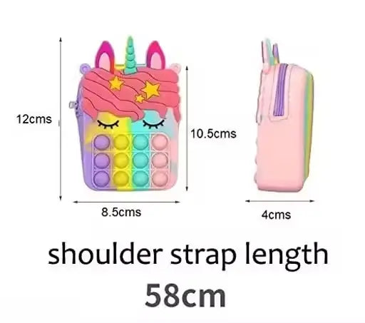 Pop It Unicorn Sling Bag for Kids – Silicone Fidget Bag