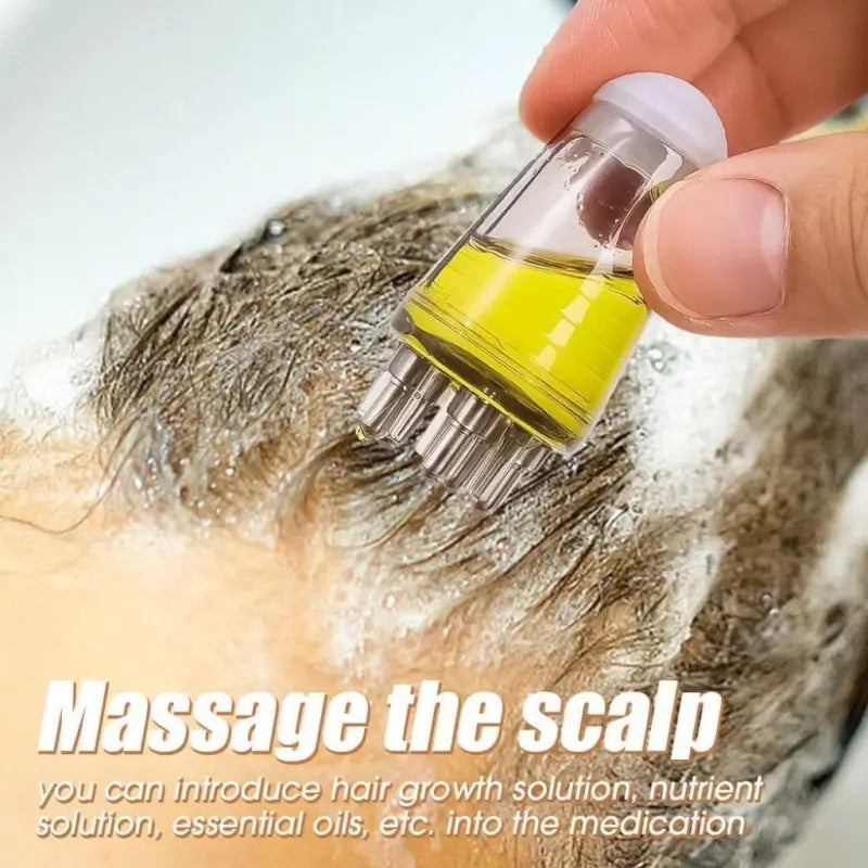 Hair Oil Applicator Comb Bottle with Scalp Massager Roller Root Comb Anti Leak Hair Oil Dispenser for Hair Growth and Scalp Care (Transparent 10ml)