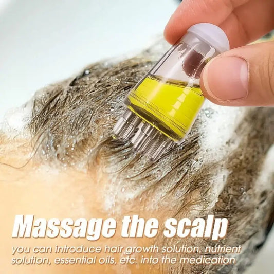 Hair Oil Applicator Comb Bottle with Scalp Massager Roller Root Comb Anti Leak Hair Oil Dispenser for Hair Growth and Scalp Care (Transparent 10ml)