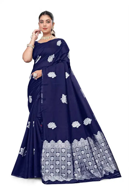 Banarasi Silk Saree  The Silver Elegance Edition