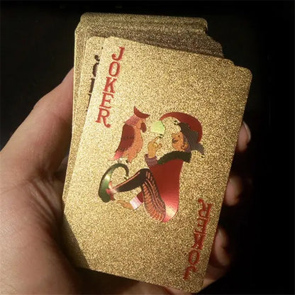 Gold-Plated Poker Playing Cards High-Quality Waterproof Deck with 52 Cards & 2 Jokers