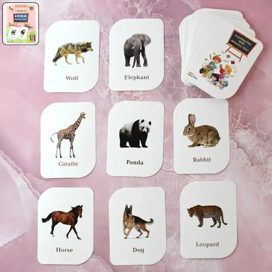KidKraft 32-Piece Animal Flash Cards Set – Educational Learning for Toddlers & Kids