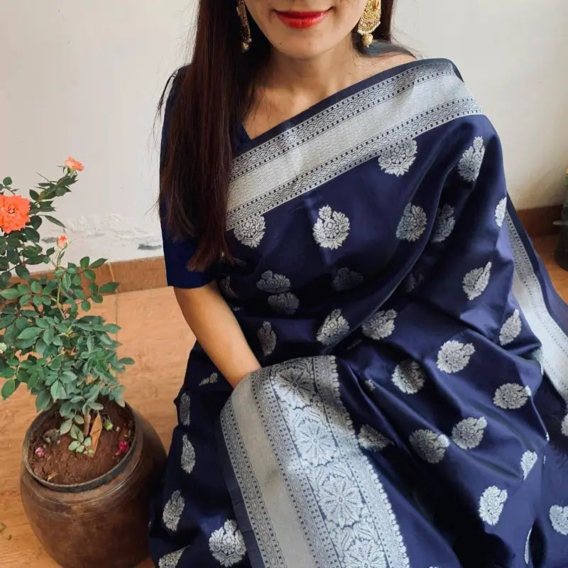 Banarasi Silk Saree  The Silver Majesty Collection