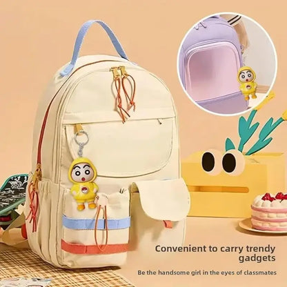 Shinchan 3D Face Changing Cartoon Keychain with 3 Expressions ABS Action Figure Key Ring for Keys Bags Backpack (Yellow)