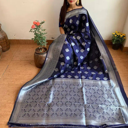 Banarasi Silk Saree  The Silver Majesty Collection
