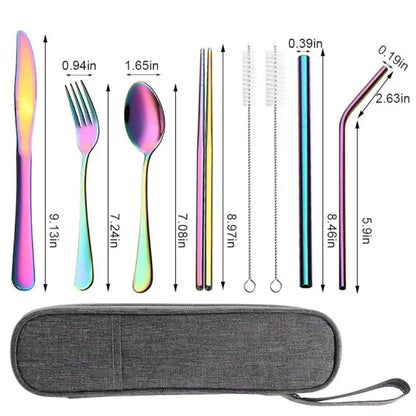 Rainbow Stainless Steel Cutlery Set – 8 Pcs Travel Set