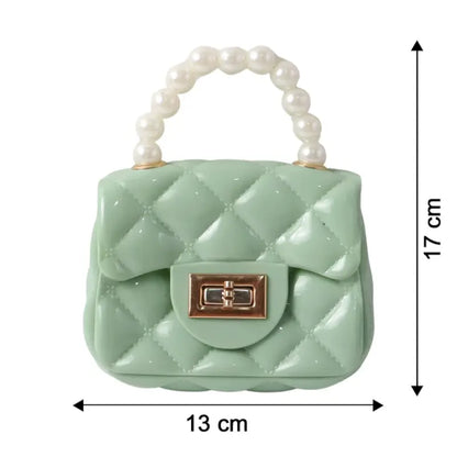 Elegant Quilted Mini Handheld & Sling Fashion Handbag – Pearl Handle Chain Strap Bag