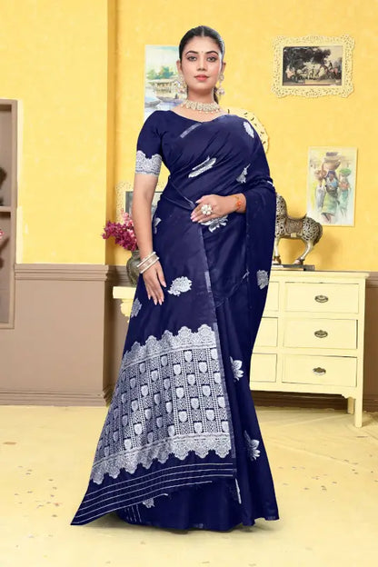 Banarasi Silk Saree  The Silver Elegance Edition