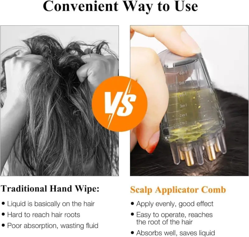 Hair Oil Applicator Comb Bottle with Scalp Massager Roller Root Comb Anti Leak Hair Oil Dispenser for Hair Growth and Scalp Care (Transparent 10ml)