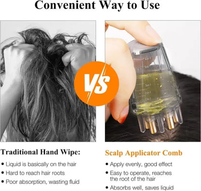 Hair Oil Applicator Comb Bottle with Scalp Massager Roller Root Comb Anti Leak Hair Oil Dispenser for Hair Growth and Scalp Care (Transparent 10ml)
