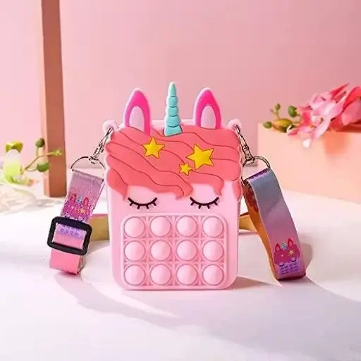 Pop It Unicorn Sling Bag for Kids – Silicone Fidget Bag