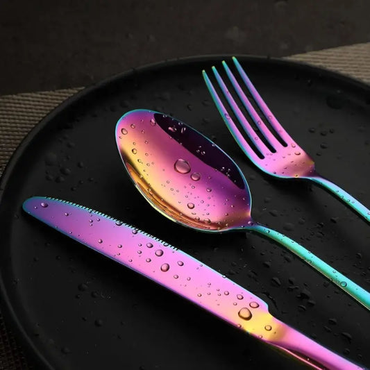 Rainbow Stainless Steel Cutlery Set – 8 Pcs Travel Set