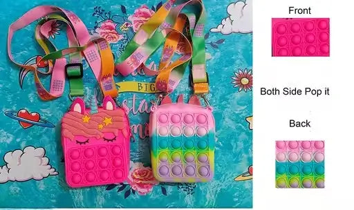 Pop It Unicorn Sling Bag for Kids – Silicone Fidget Bag